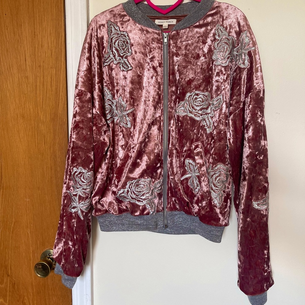 Floral embroidered, Honey Punch, pink, size Large jacket